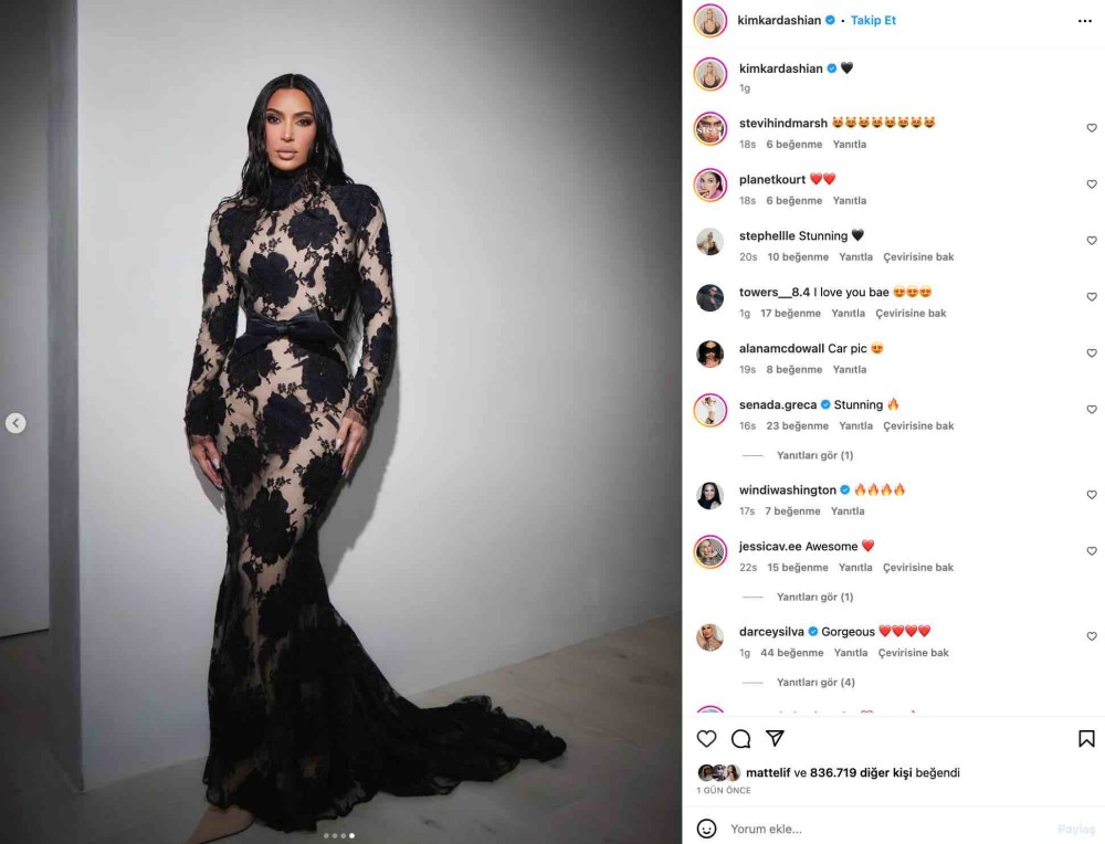 kim kardashian in transparan elbise paylasimi gundem oldu